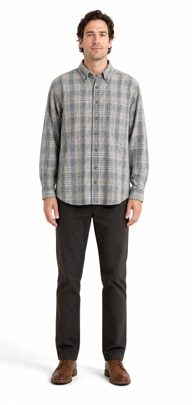 G.h bass grey plaid flannel long sleeve warm casual large L